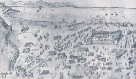 Grabado histórico de la muralla